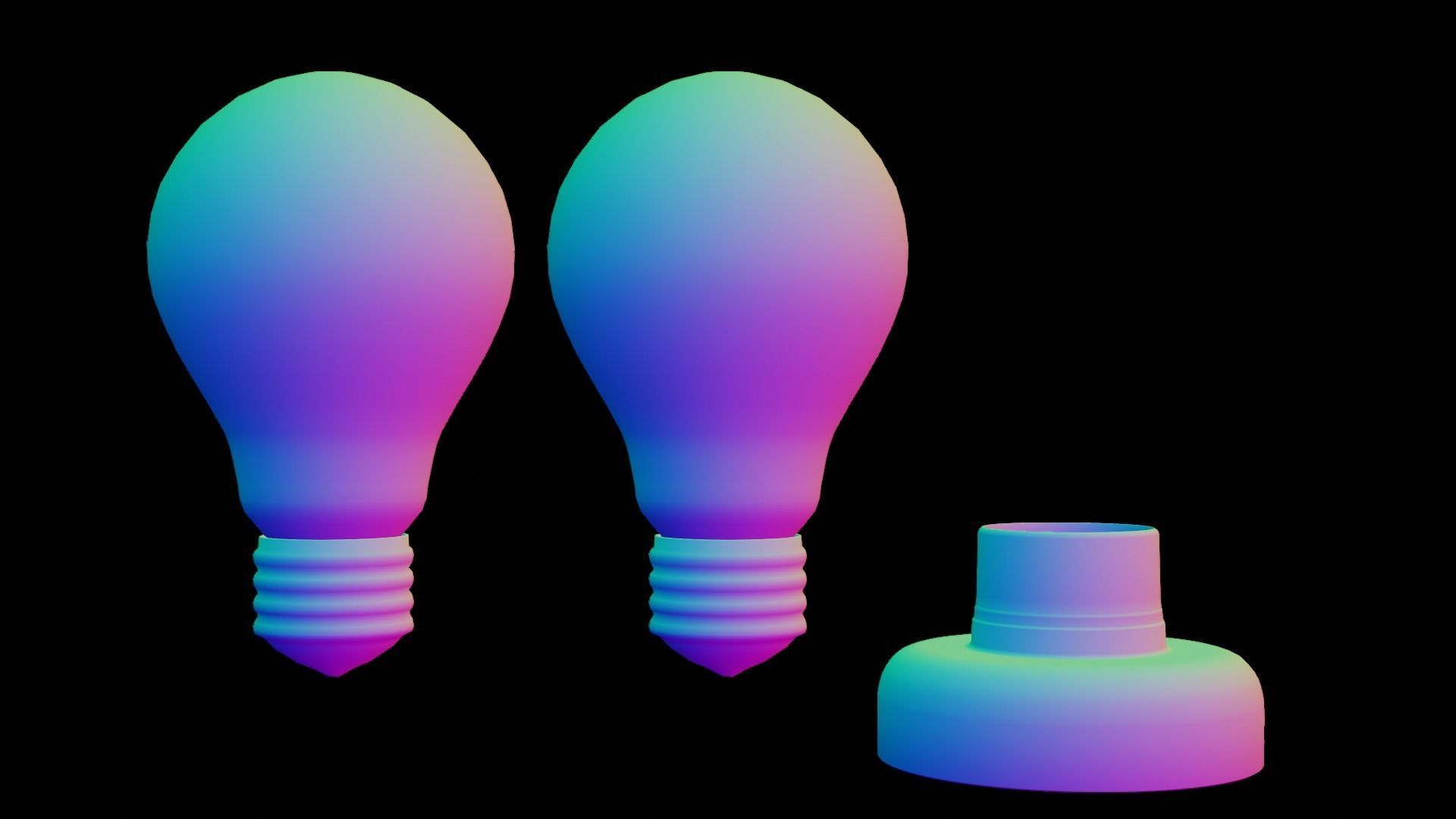 Old Light Bulb with Holder Low-poly 3D model_6