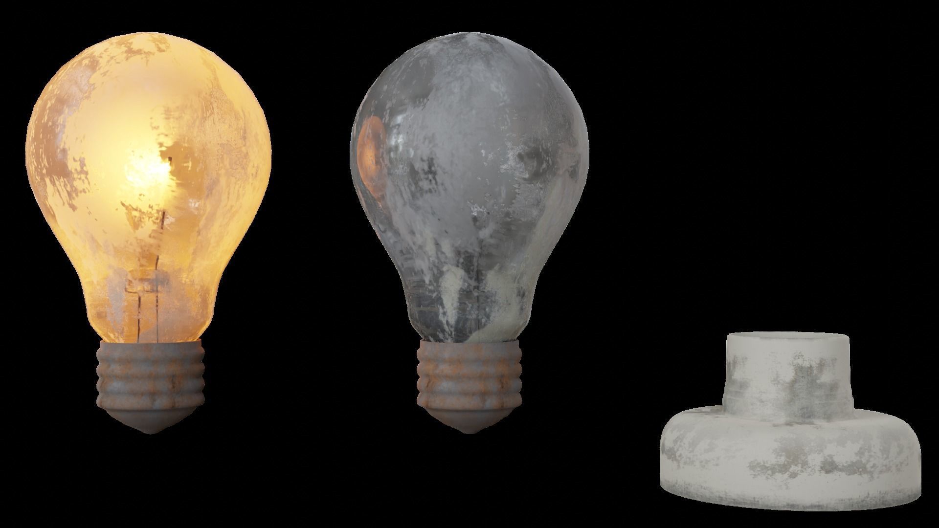 Old Light Bulb with Holder Low-poly 3D model_1