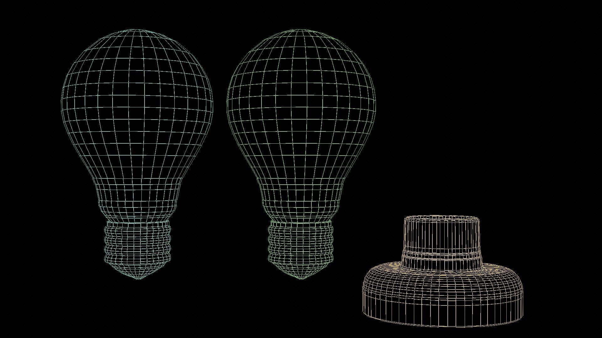 Old Light Bulb with Holder Low-poly 3D model_9