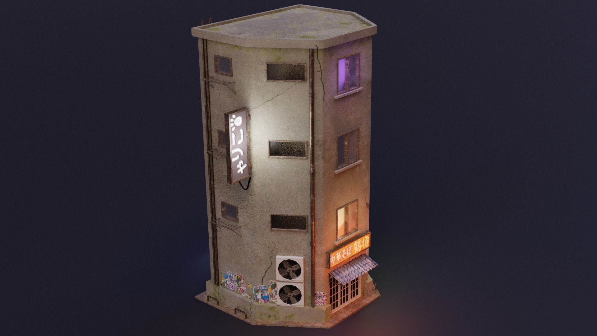 Cyberpunk Building 4 Low-poly 3D model_3