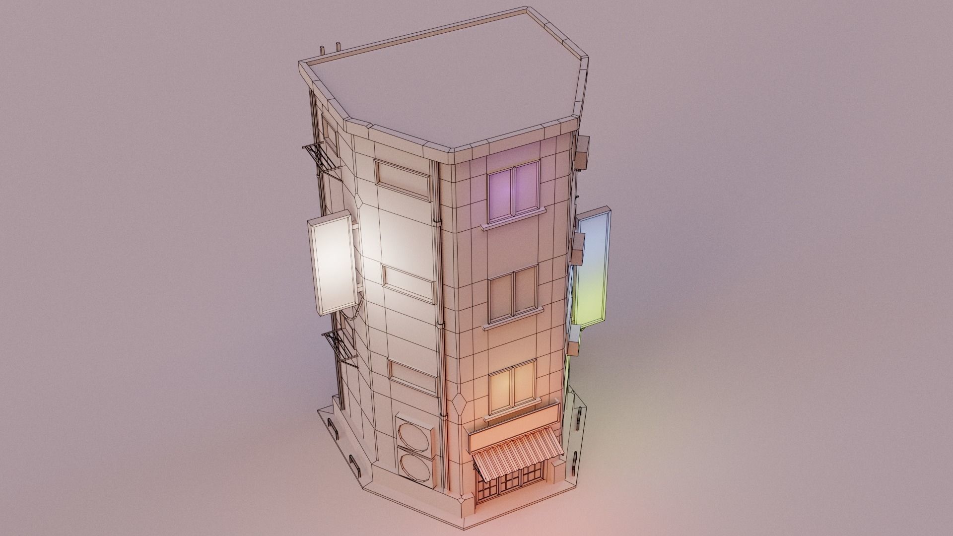 Cyberpunk Building 4 Low-poly 3D model_1