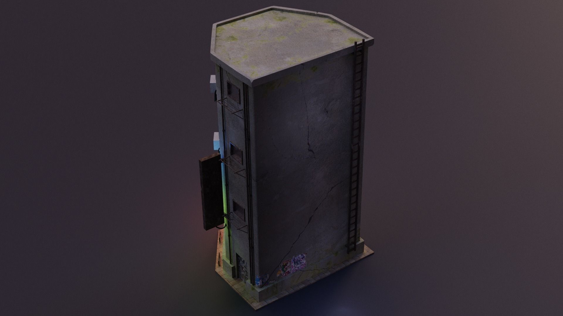 Cyberpunk Building 4 Low-poly 3D model_4