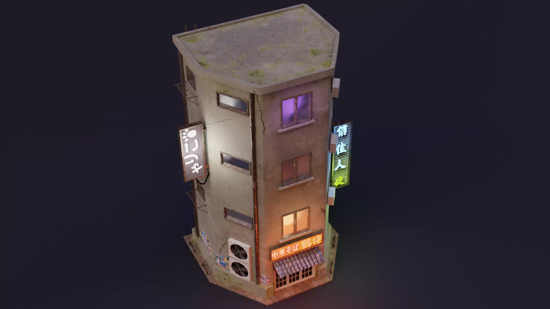 Cyberpunk Building 4 Low-poly 3D model_0