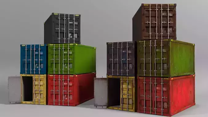 Container 3D model shipping