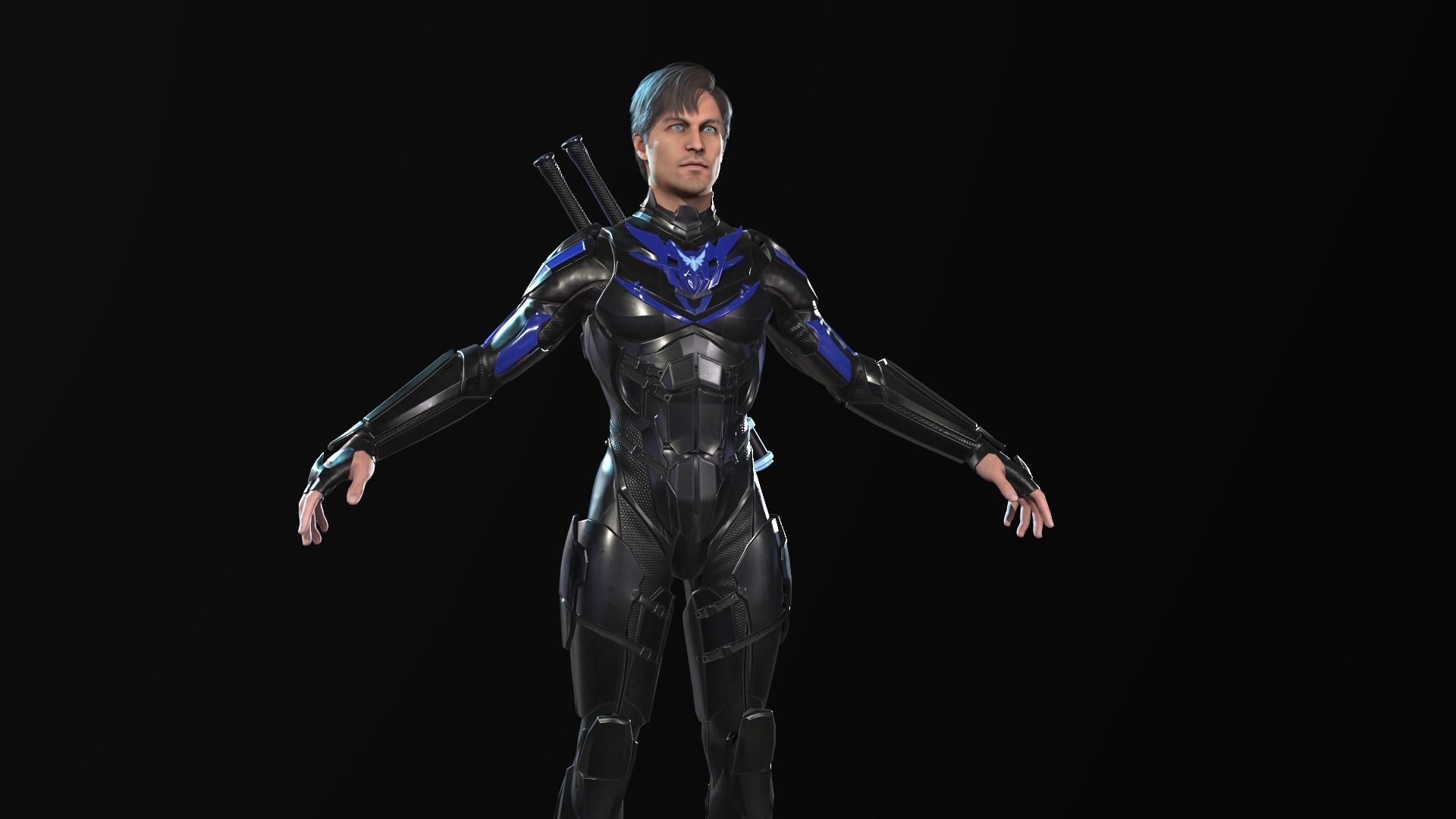 SuperHeroGameReady ninja in suit Low-poly 3D model_5