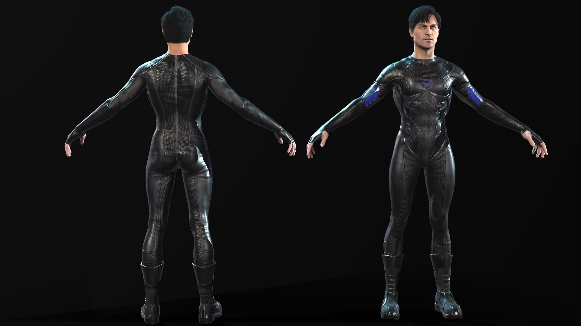 SuperHeroGameReady ninja in suit Low-poly 3D model_7