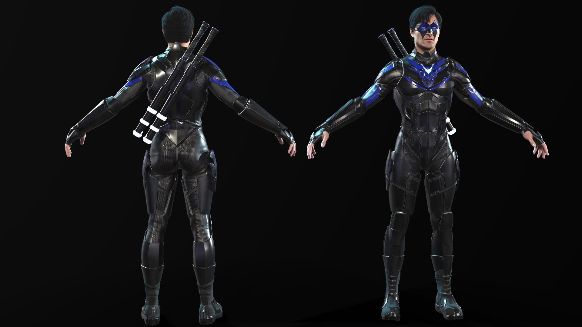 SuperHeroGameReady ninja in suit Low-poly 3D model_8