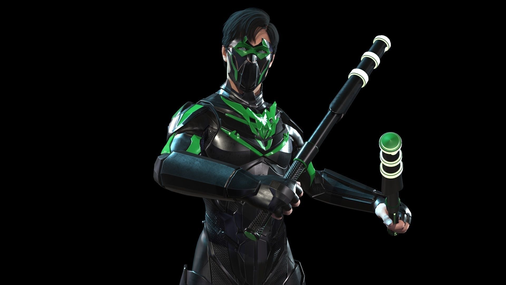 SuperHeroGameReady ninja in suit Low-poly 3D model_2