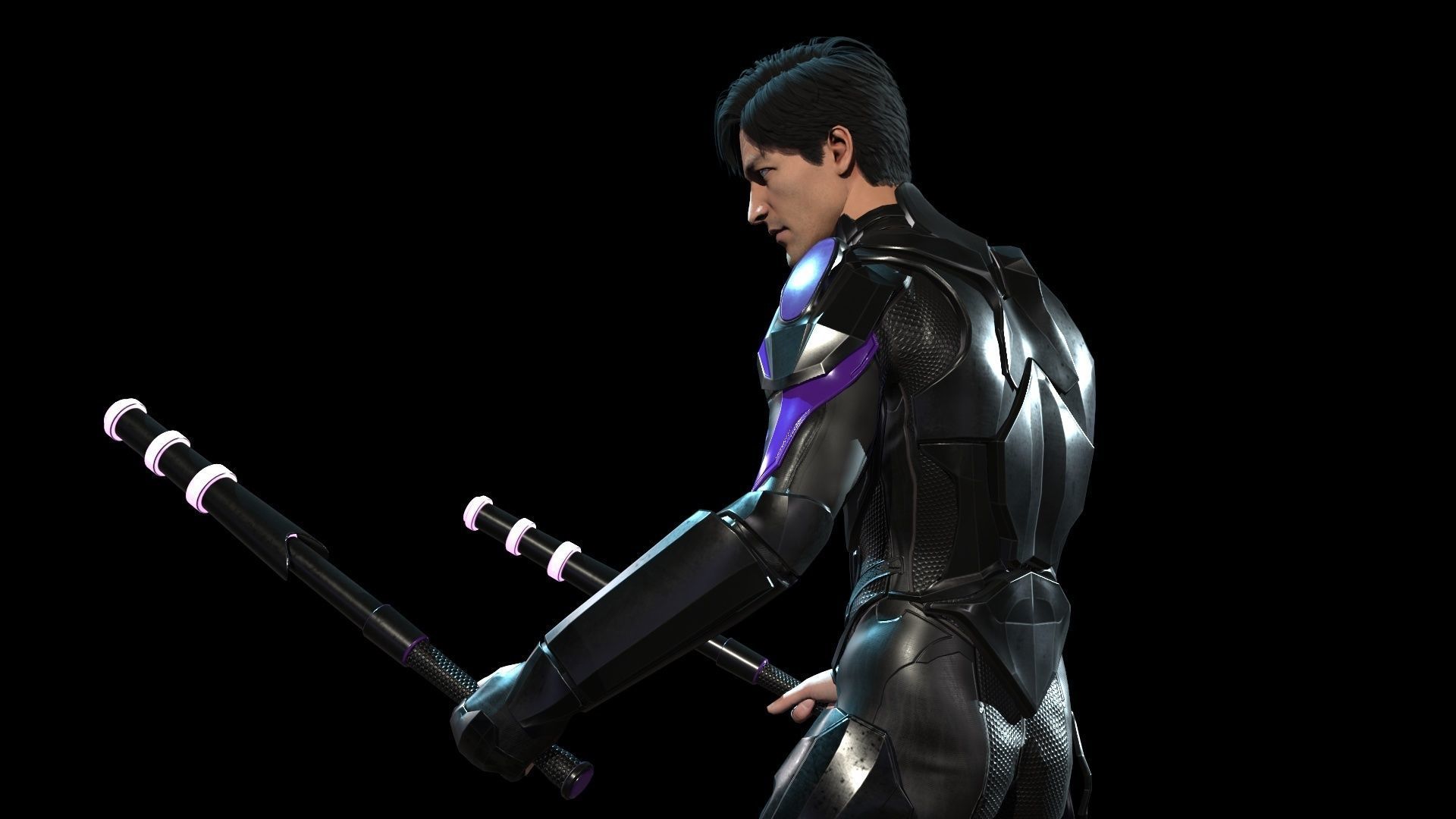 SuperHeroGameReady ninja in suit Low-poly 3D model_19