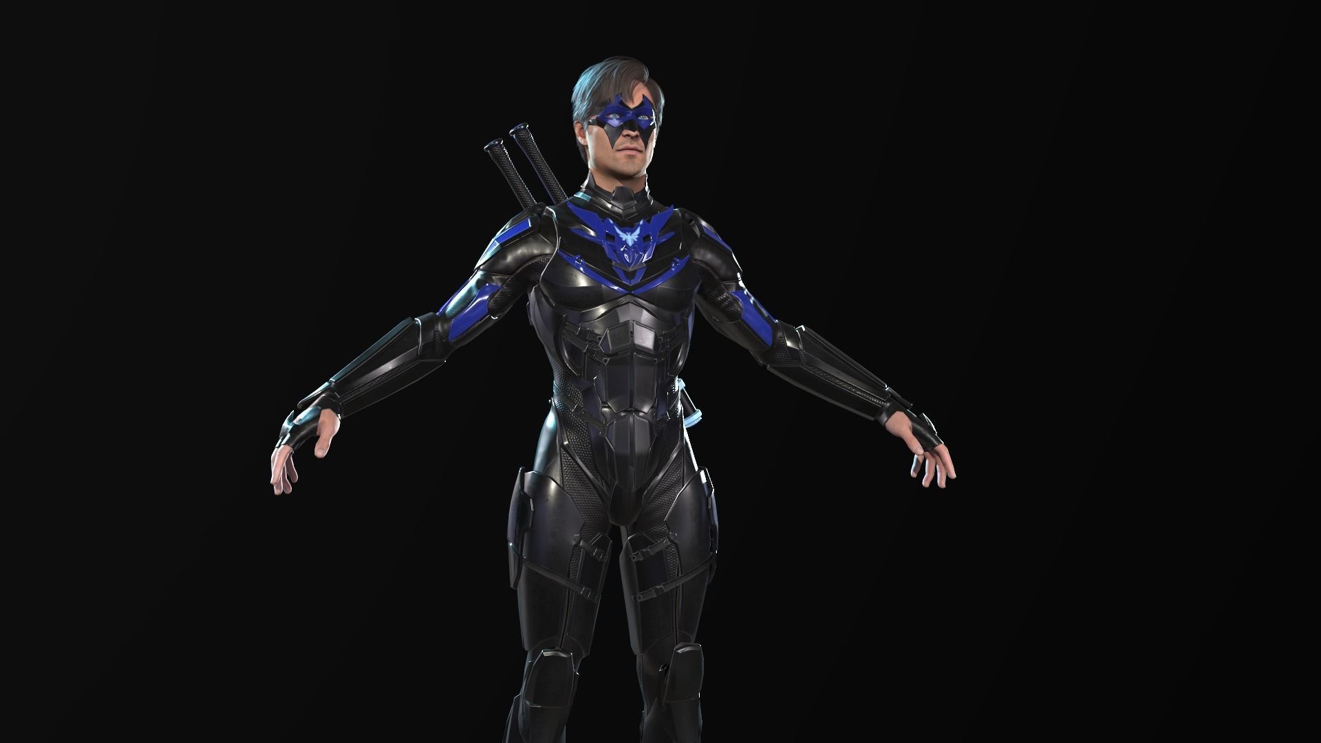 SuperHeroGameReady ninja in suit Low-poly 3D model_4