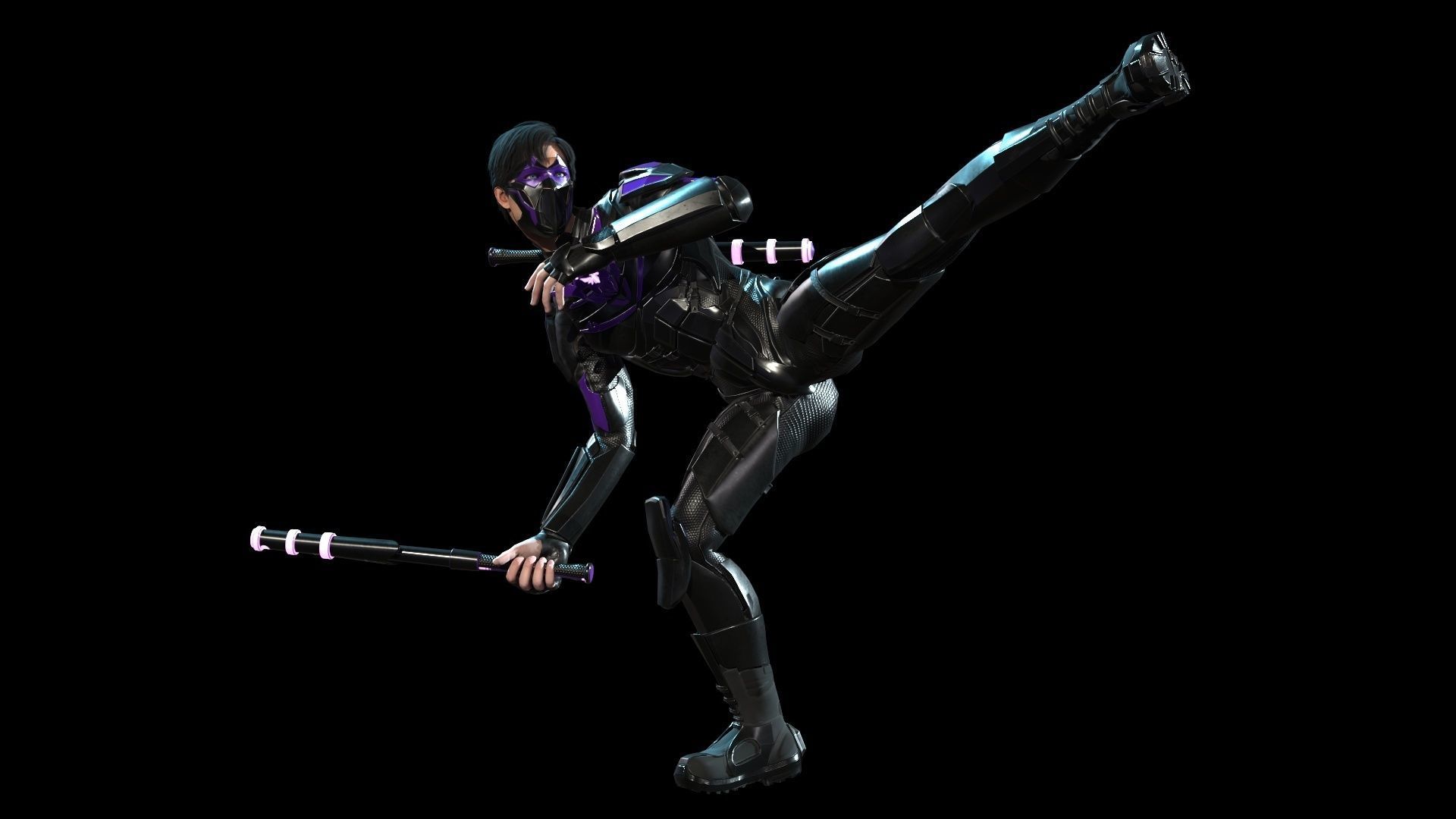 SuperHeroGameReady ninja in suit Low-poly 3D model_15