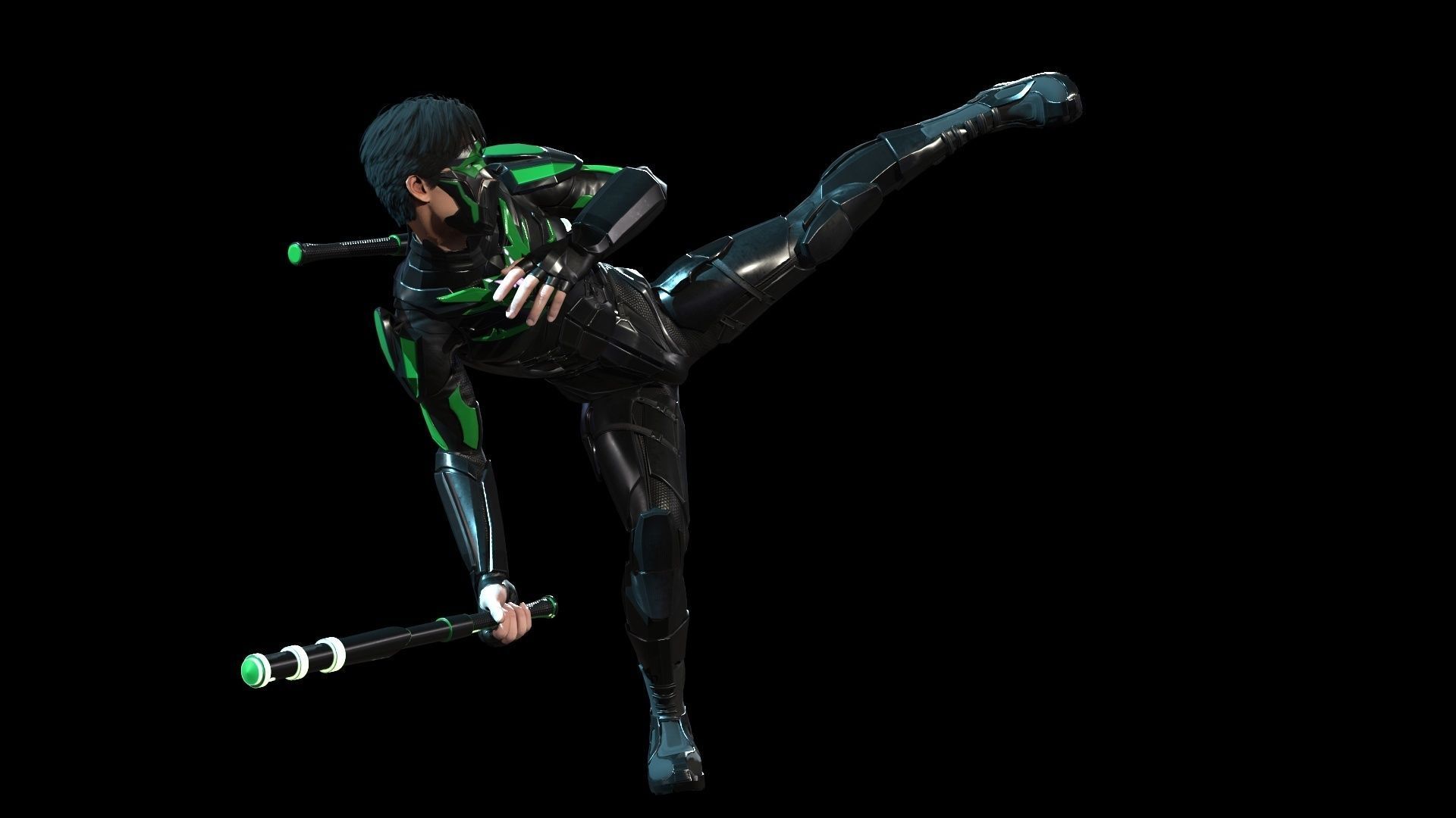 SuperHeroGameReady ninja in suit Low-poly 3D model_12