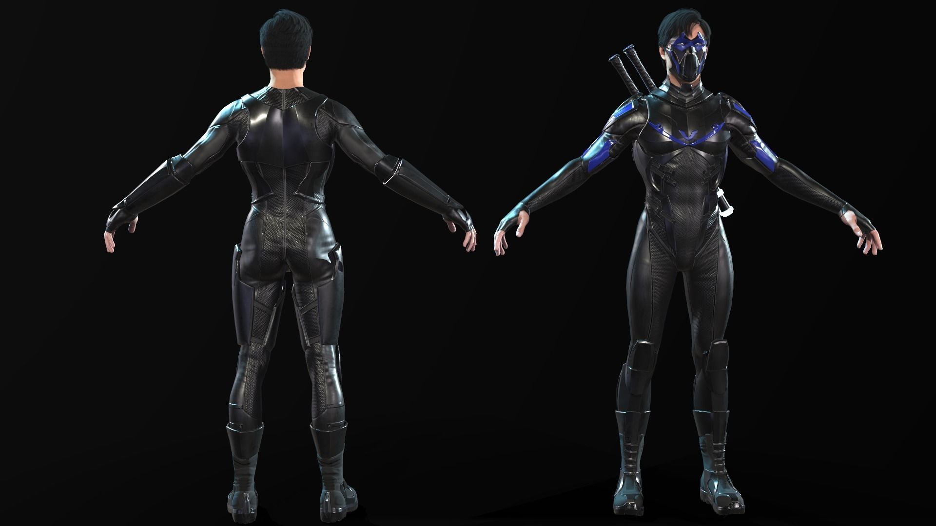 SuperHeroGameReady ninja in suit Low-poly 3D model_20