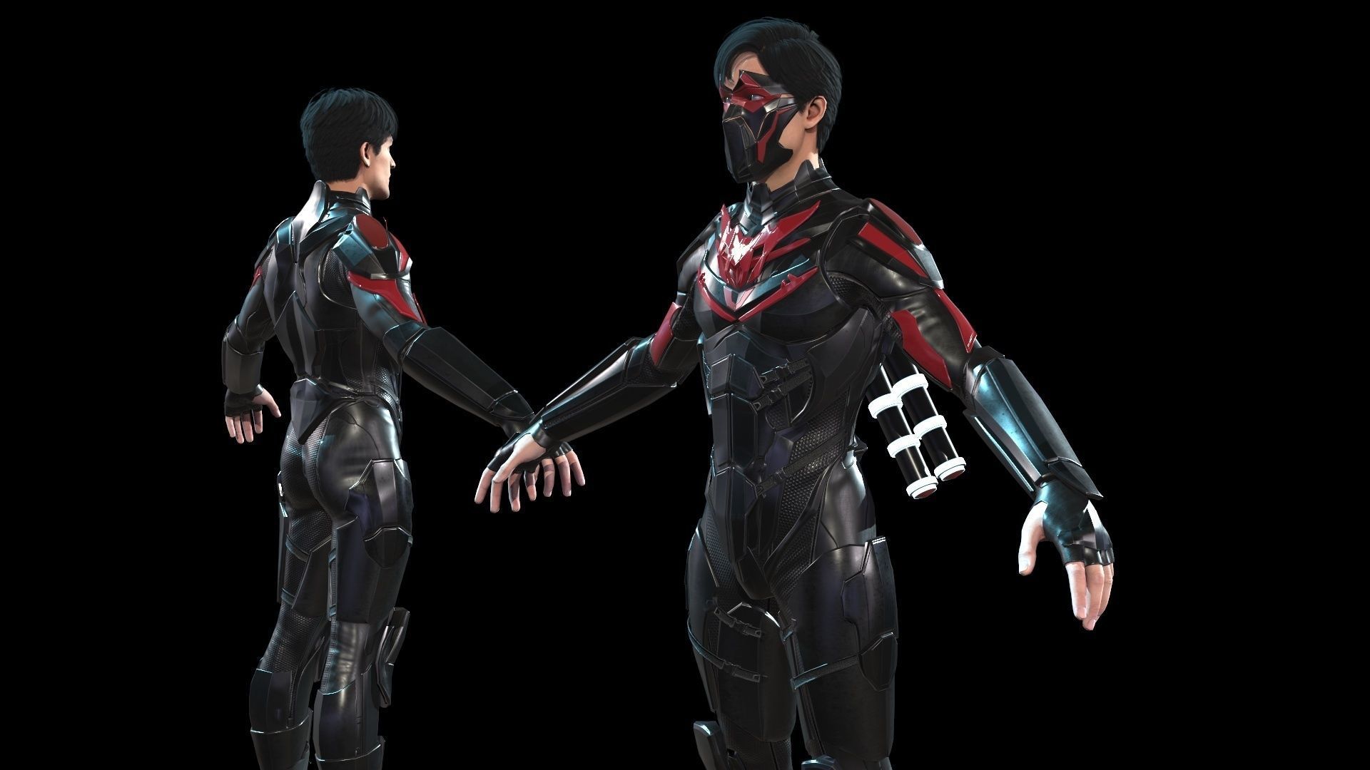 SuperHeroGameReady ninja in suit Low-poly 3D model_11