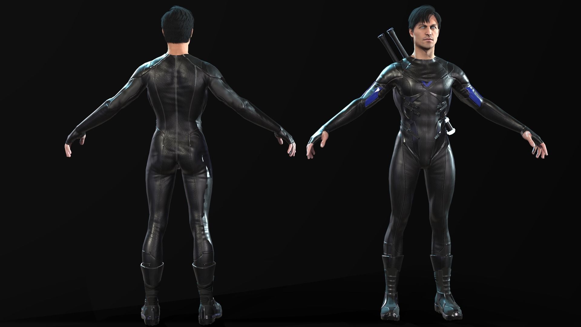 SuperHeroGameReady ninja in suit Low-poly 3D model_21