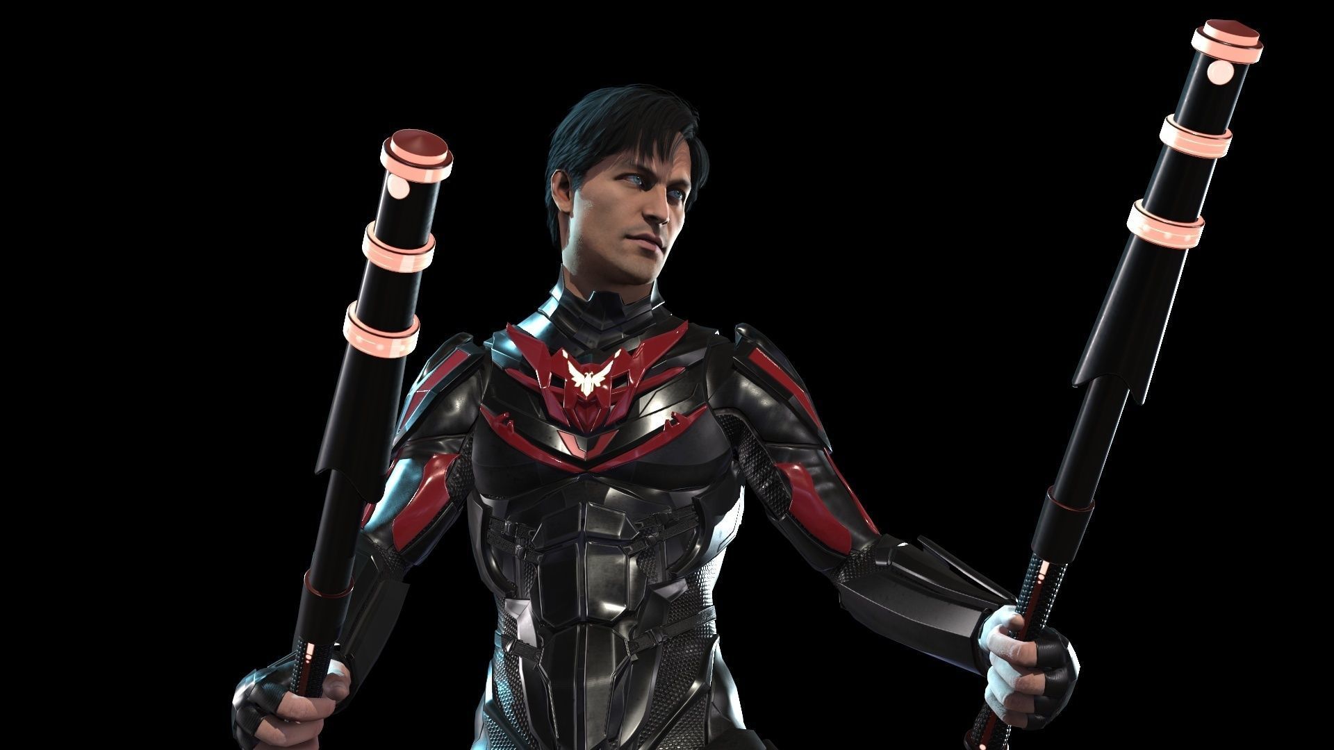 SuperHeroGameReady ninja in suit Low-poly 3D model_18