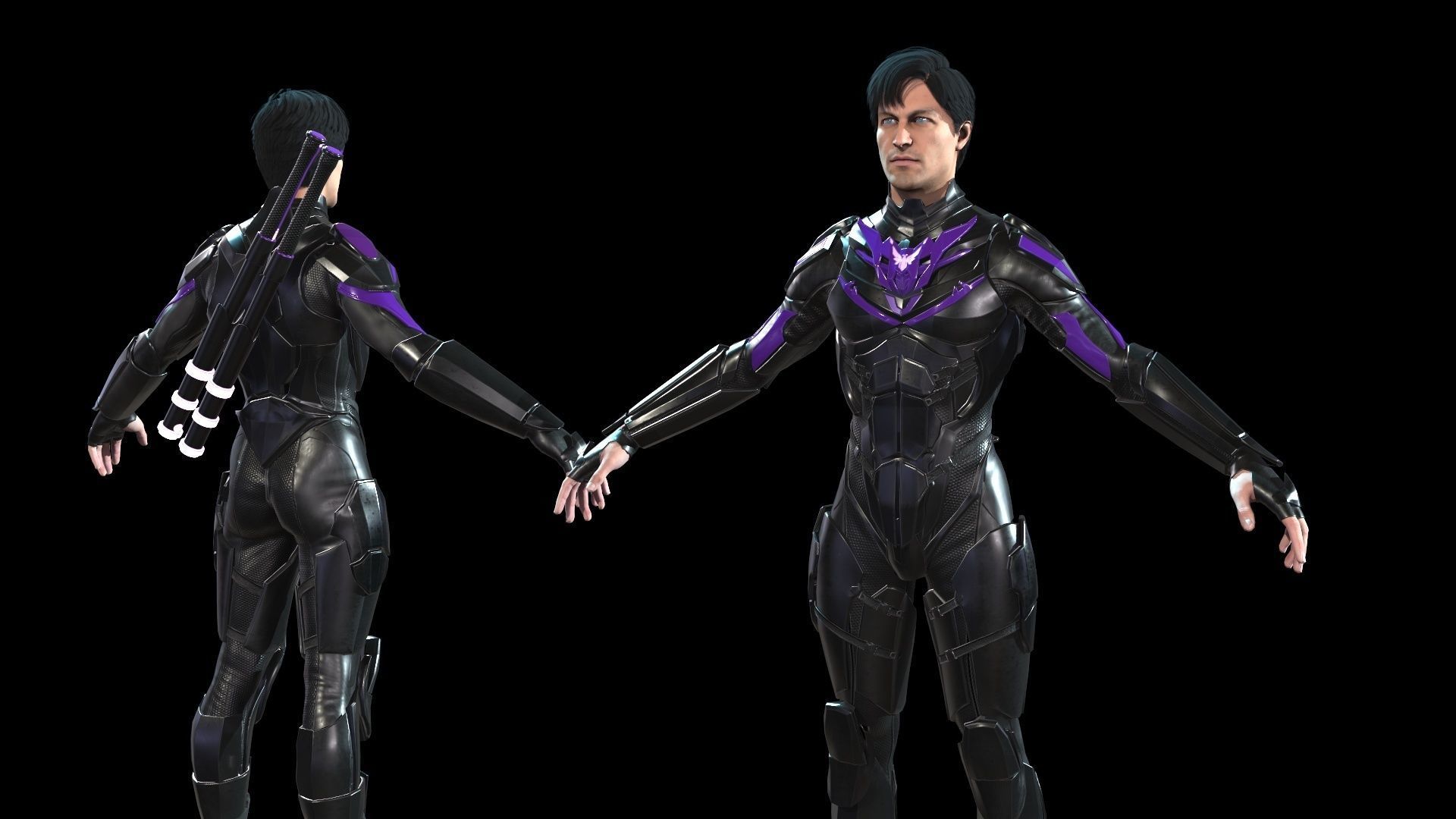 SuperHeroGameReady ninja in suit Low-poly 3D model_6