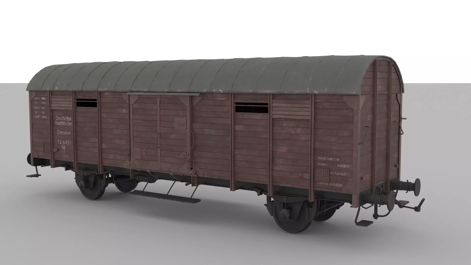 Railway wagon WW2 3D model_0
