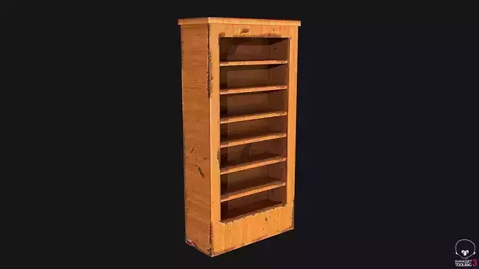 Old Wooden Shelf PBR Game Ready Low-poly 3D model