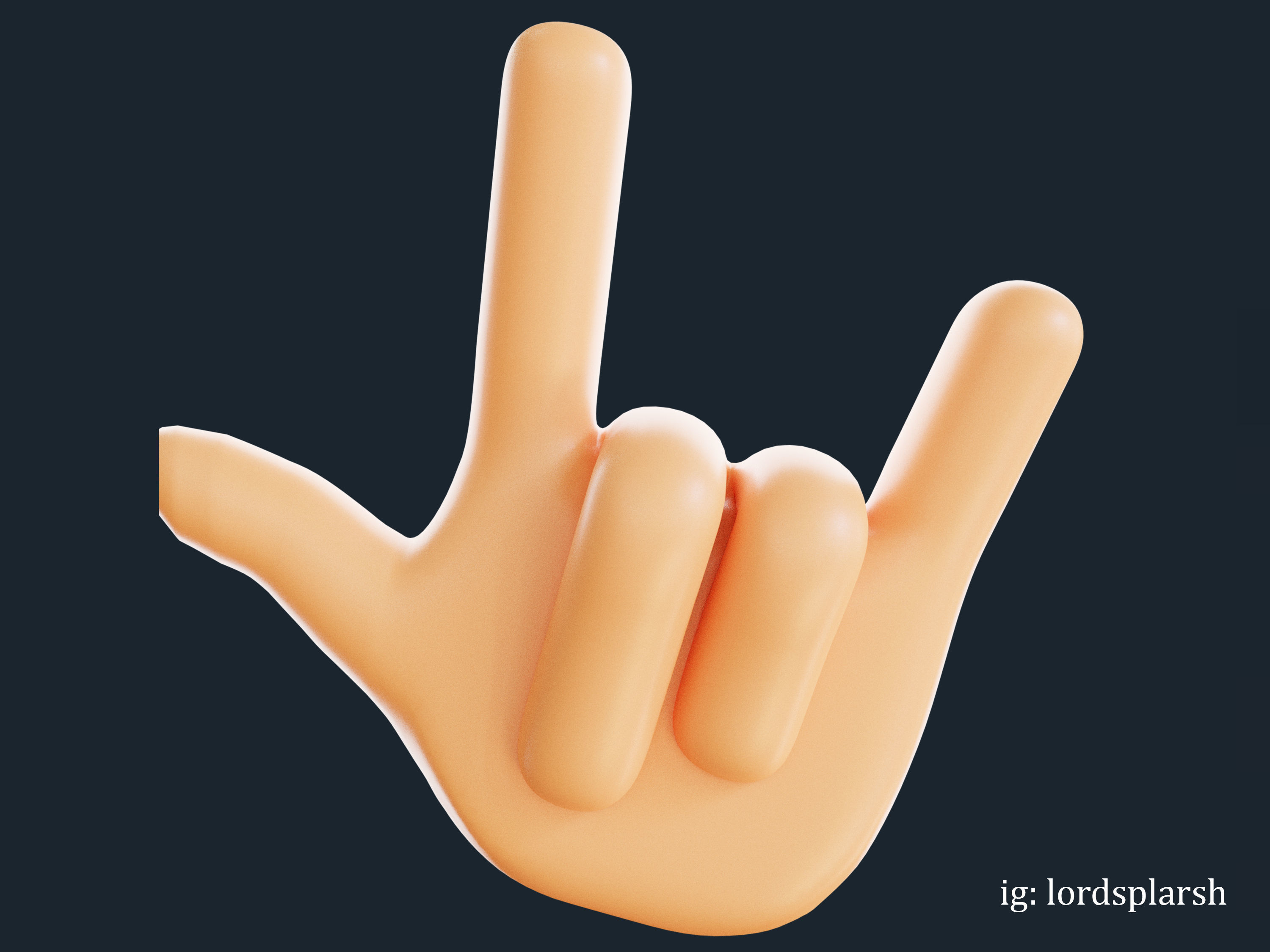 Animated Horn Emoji Hand Gesture Low-poly 3D model_5