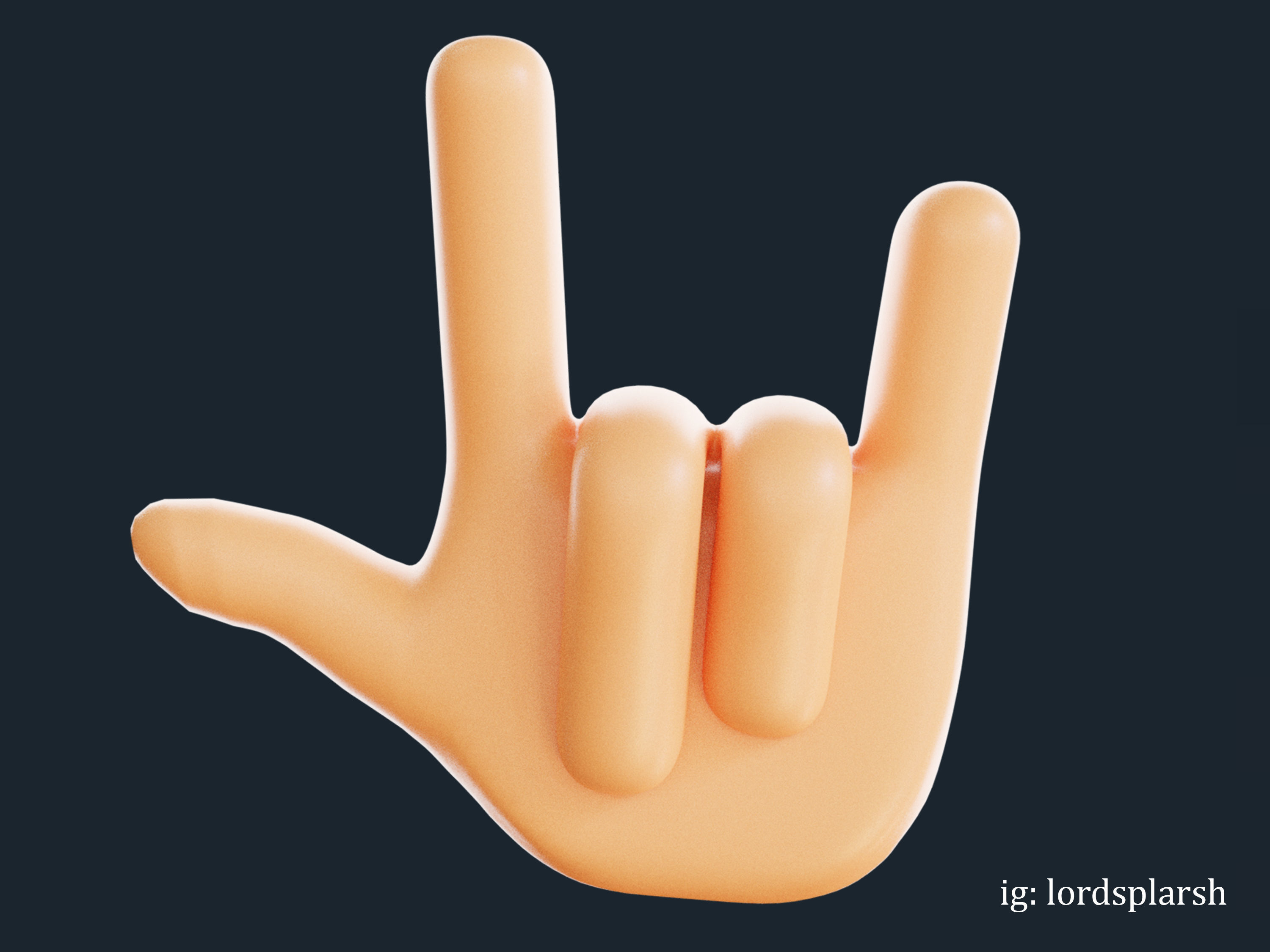 Animated Horn Emoji Hand Gesture Low-poly 3D model_3