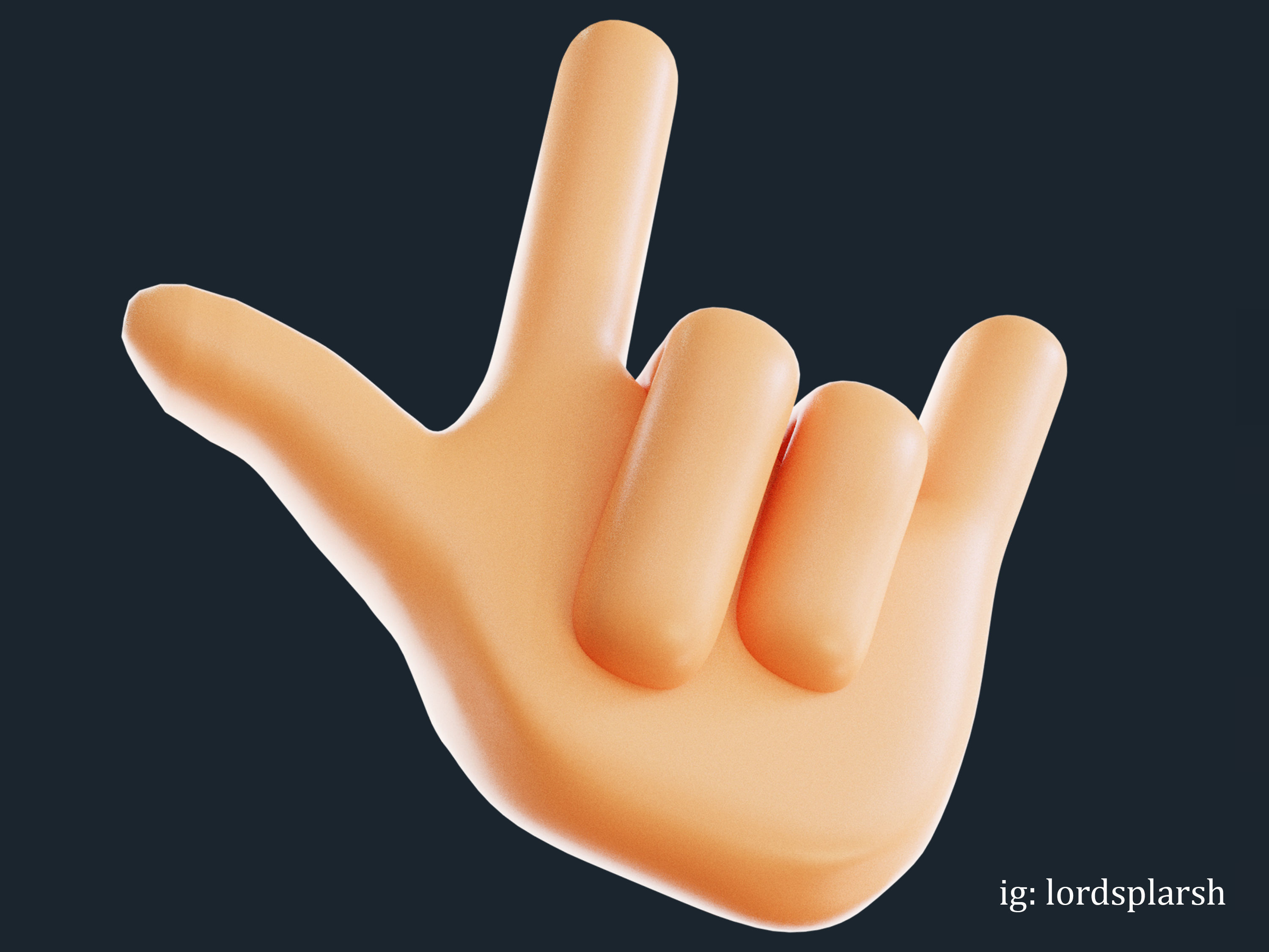 Animated Horn Emoji Hand Gesture Low-poly 3D model_6