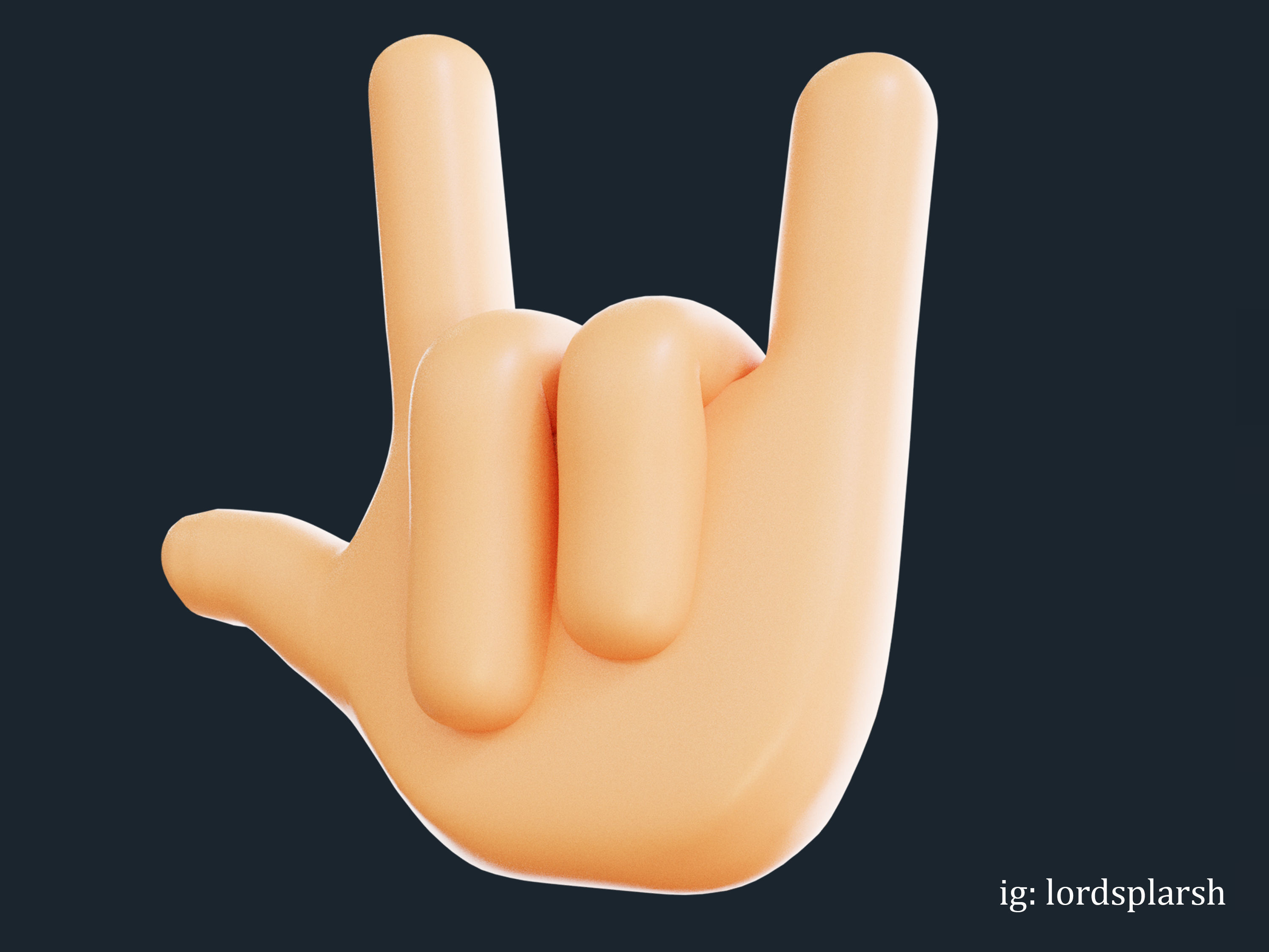 Animated Horn Emoji Hand Gesture Low-poly 3D model_2