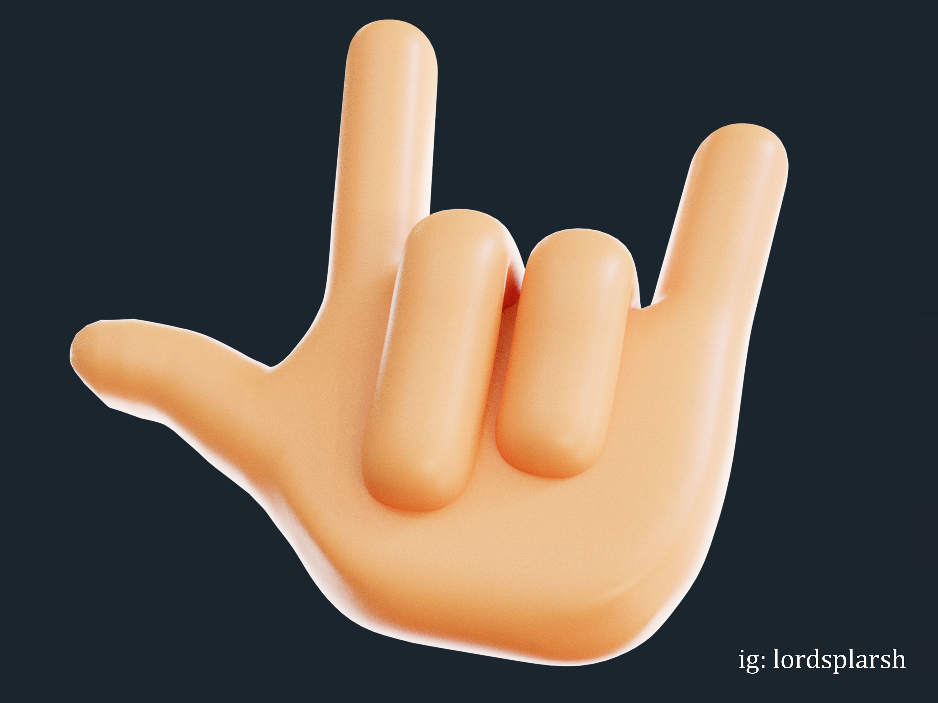 Animated Horn Emoji Hand Gesture Low-poly 3D model_7