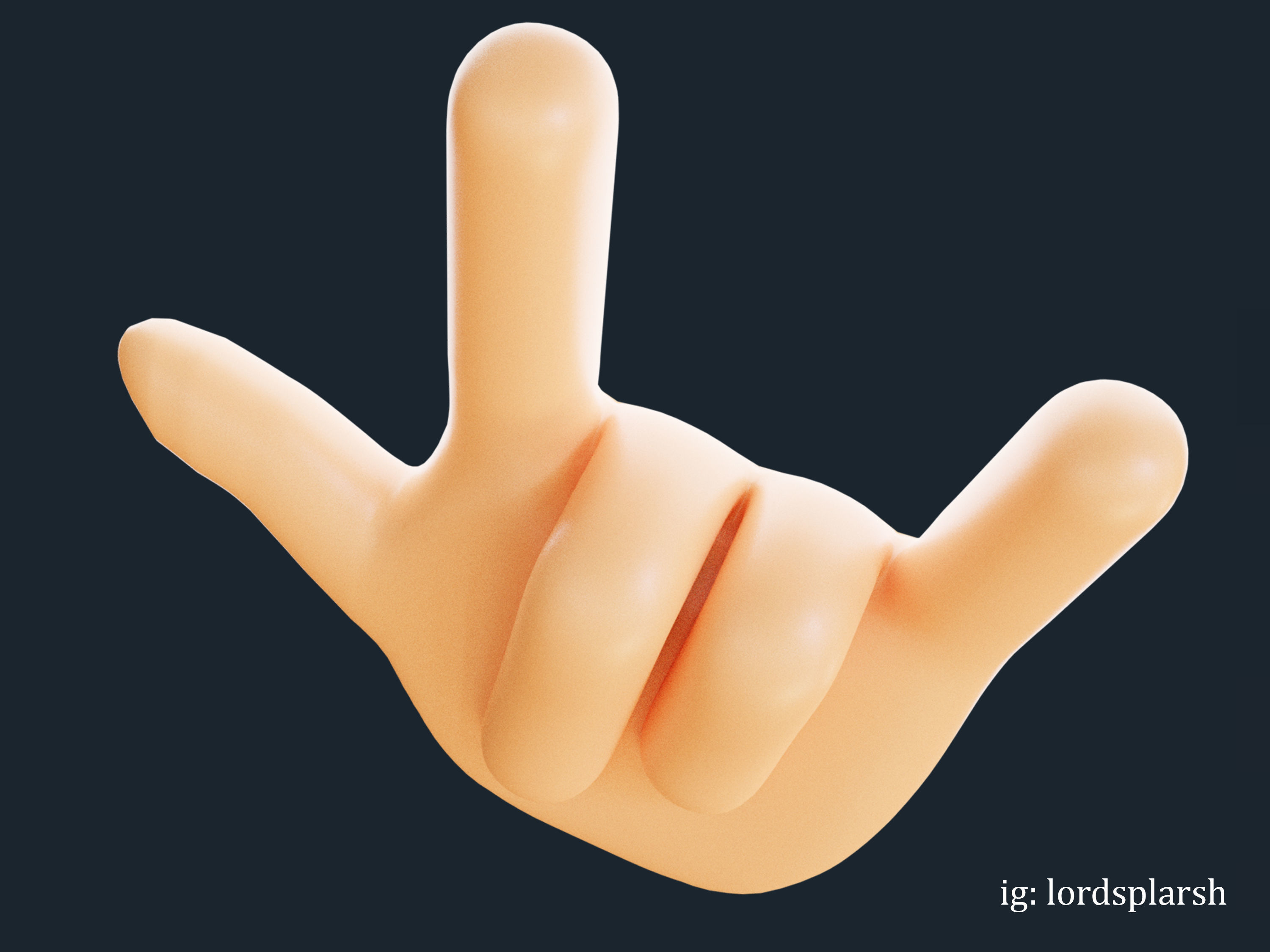 Animated Horn Emoji Hand Gesture Low-poly 3D model_4