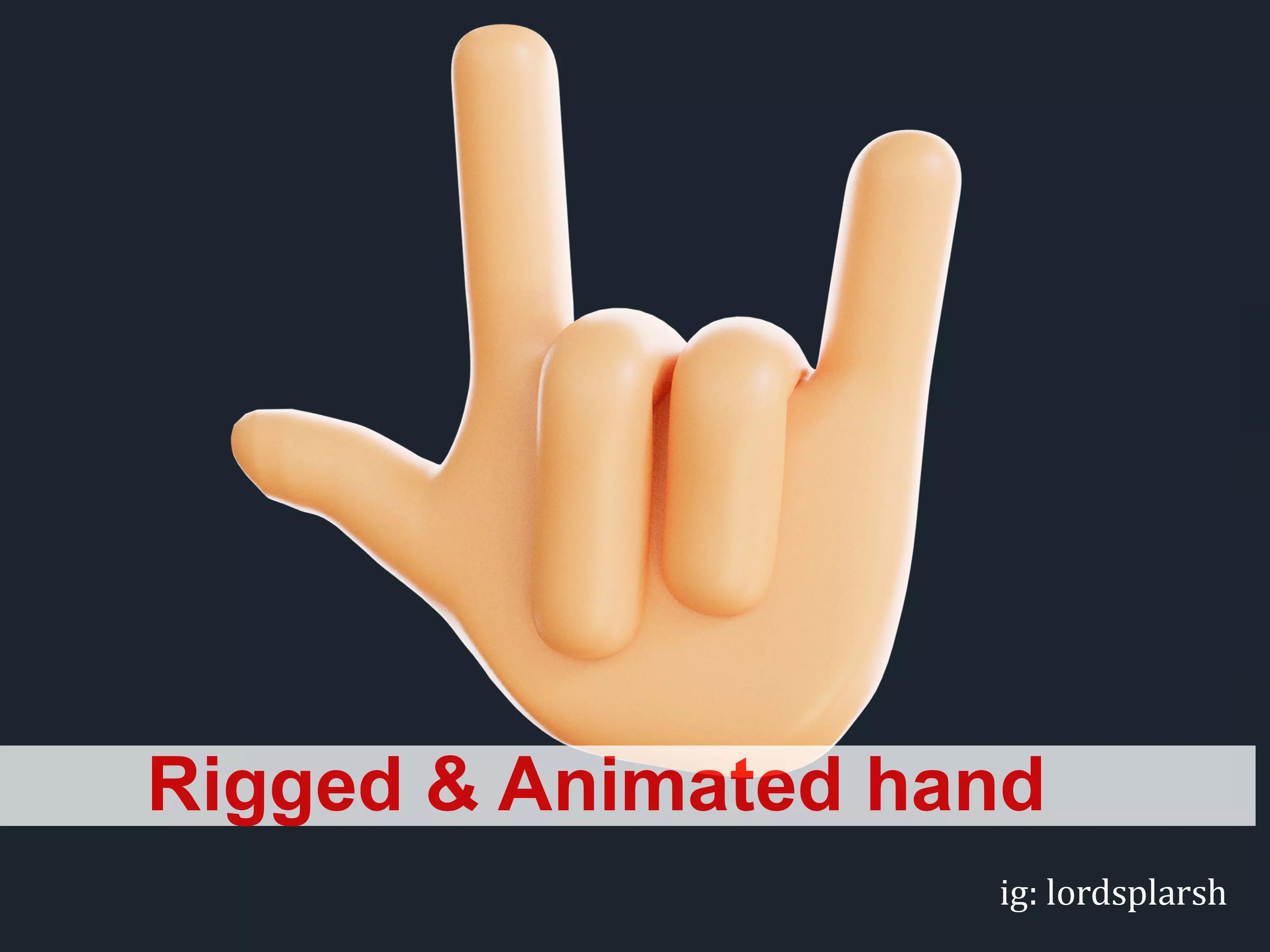 Animated Horn Emoji Hand Gesture Low-poly 3D model_0