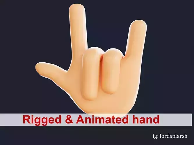 Animated Horn Emoji Hand Gesture  Low-poly 3D model