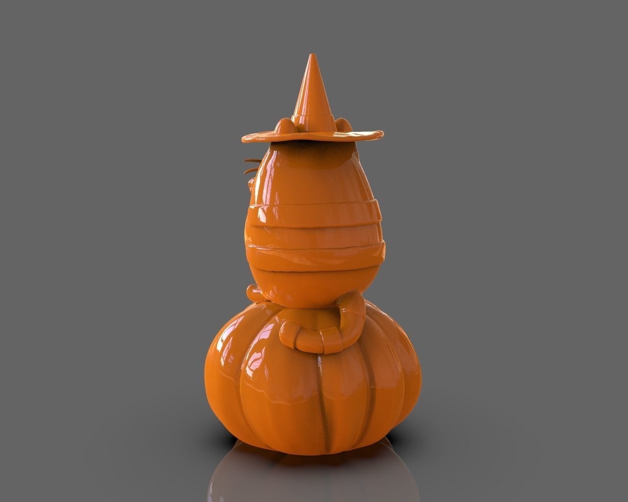 Pusheen eating Pumpkin Pie 3D Sculpt 3D print model_3
