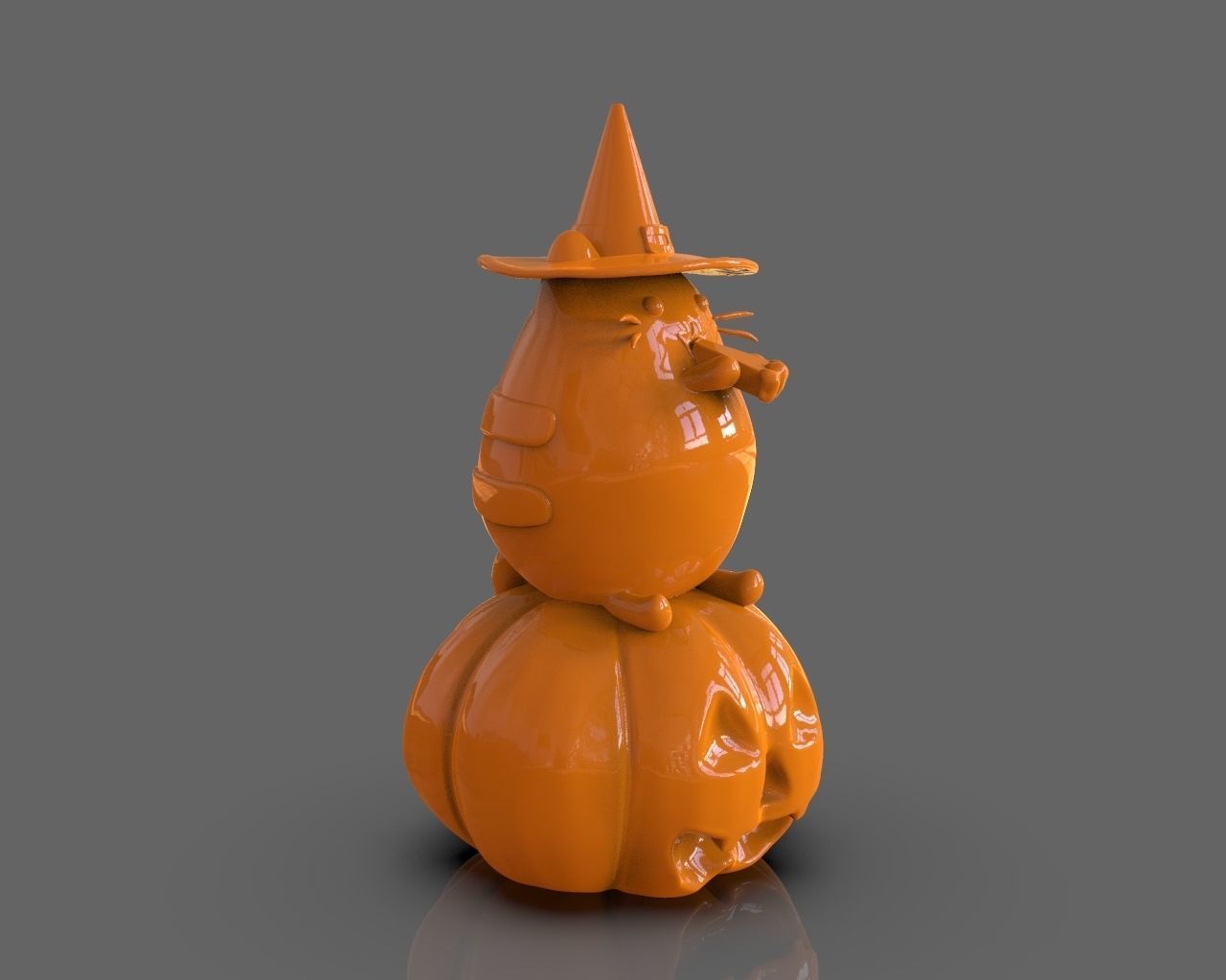 Pusheen eating Pumpkin Pie 3D Sculpt 3D print model_6
