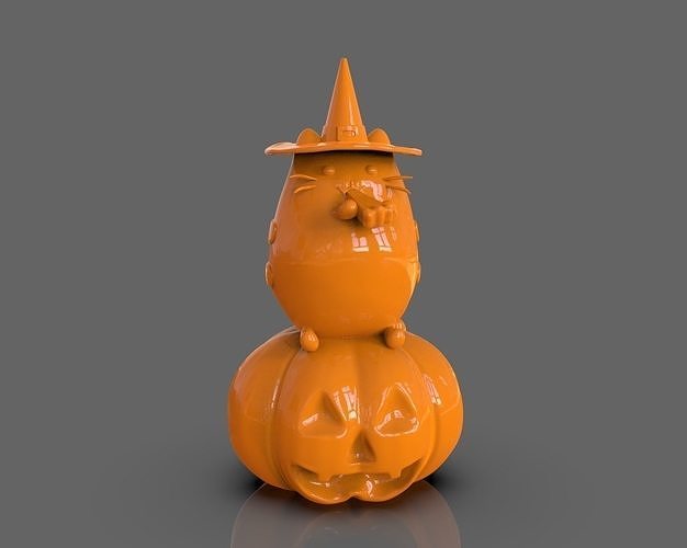 Pusheen eating Pumpkin Pie 3D Sculpt 3D print model