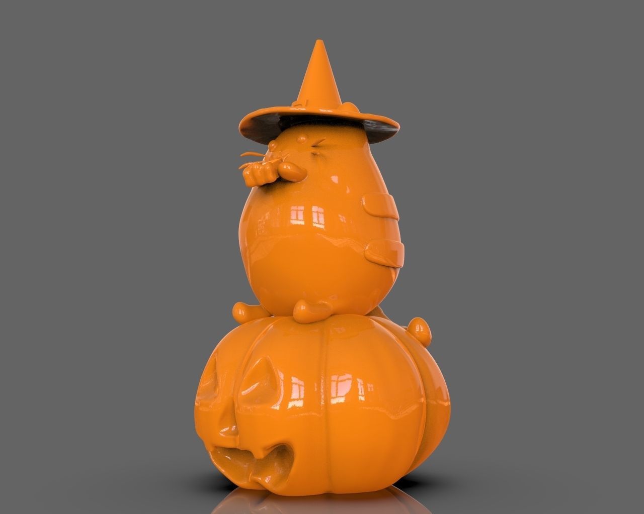 Pusheen eating Pumpkin Pie 3D Sculpt 3D print model_9