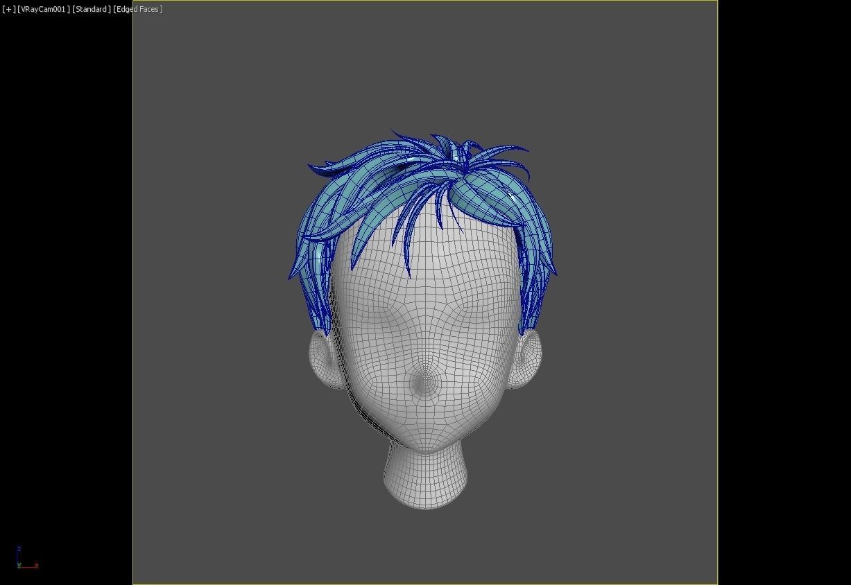 Anime Hair style Model for Men character 3D model_2