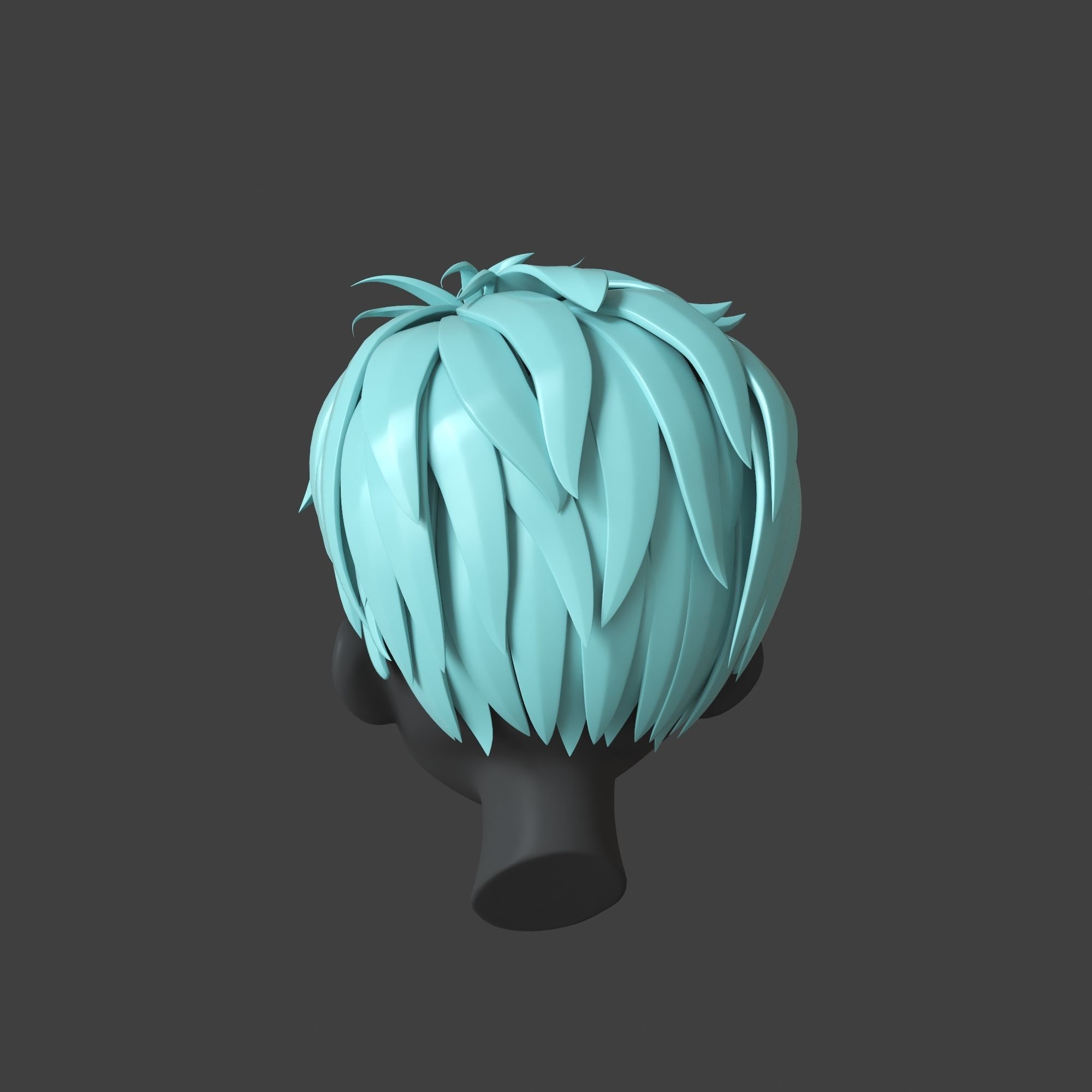 Anime Hair style Model for Men character 3D model_5