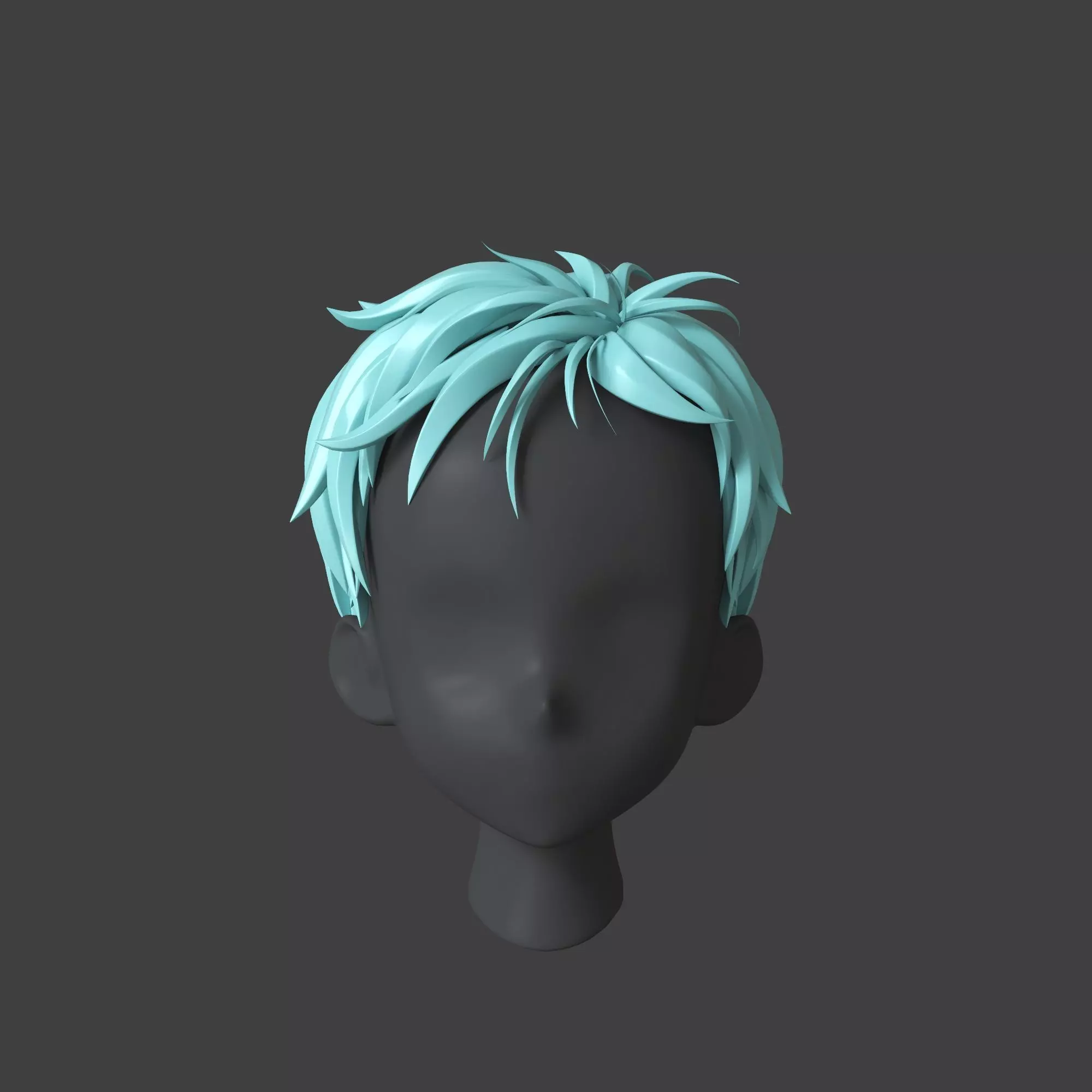 Anime Hair style Model for Men character 3D model_0
