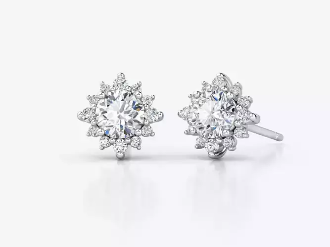 ZRE001 halo diamond stud earrings 