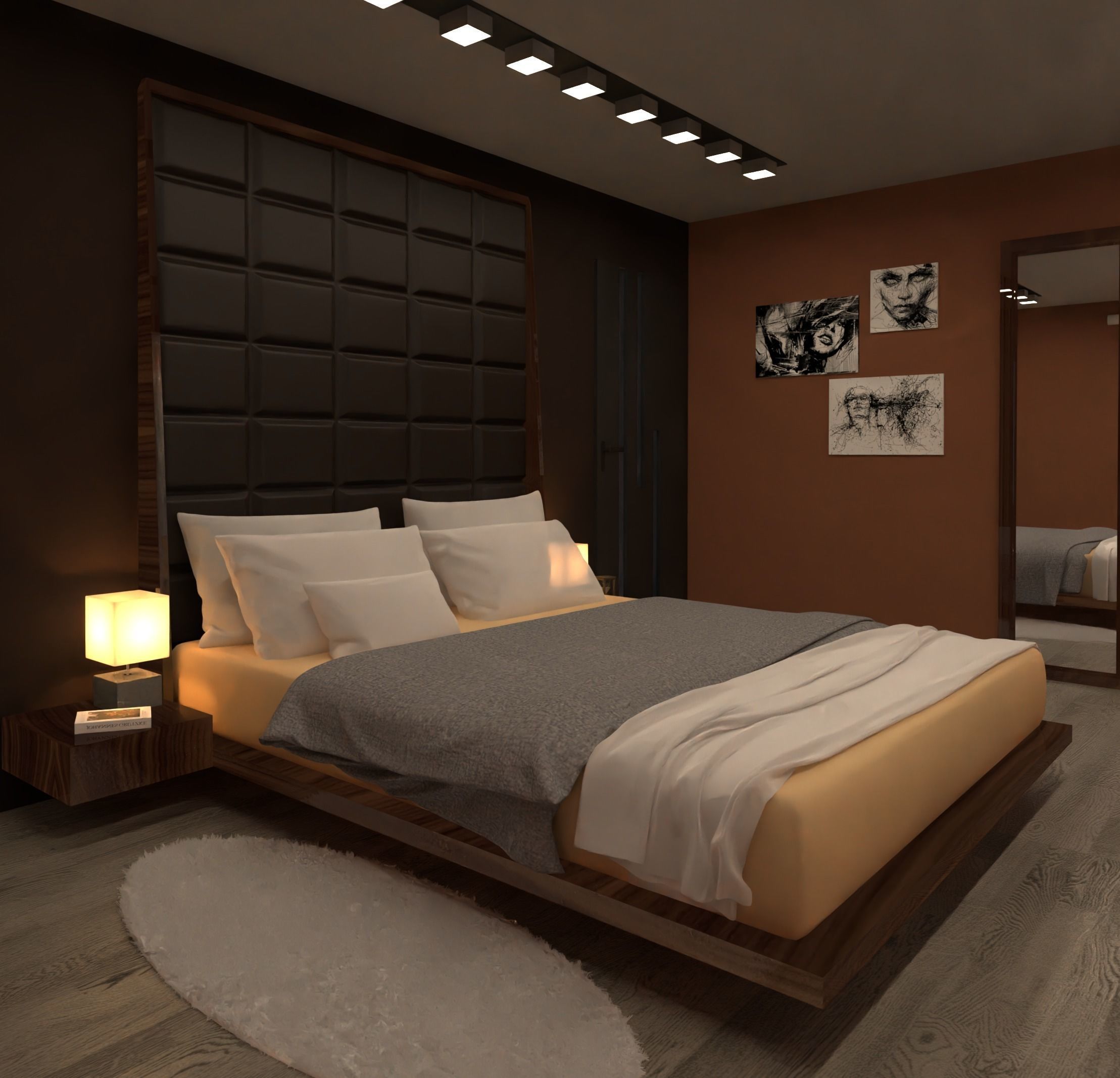 high-tech style bed Free 3D model_1