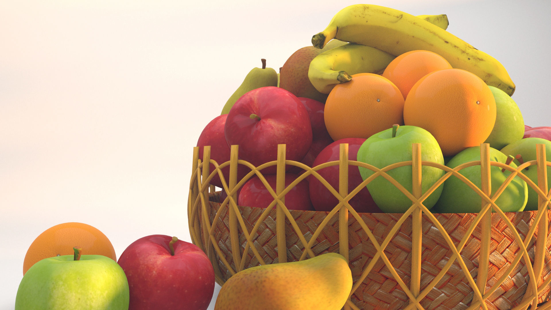 Fruit Basket Realastic  3D model_1