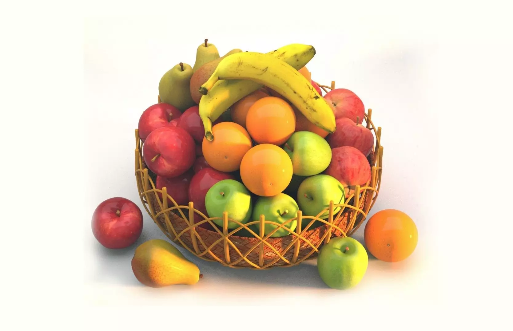 Fruit Basket Realastic  3D model_0