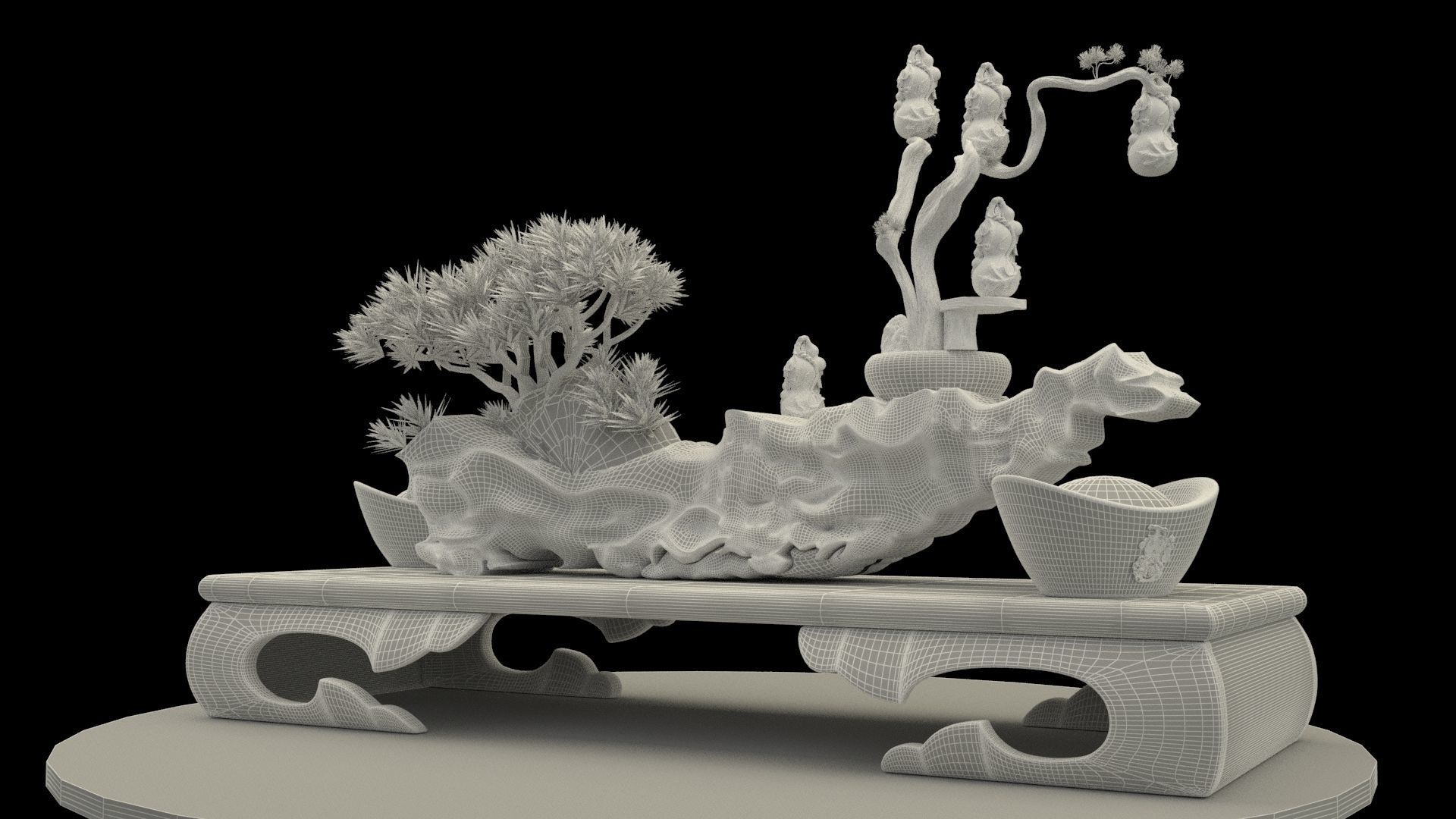 Chinese gold ingot and gourd 3D model_6