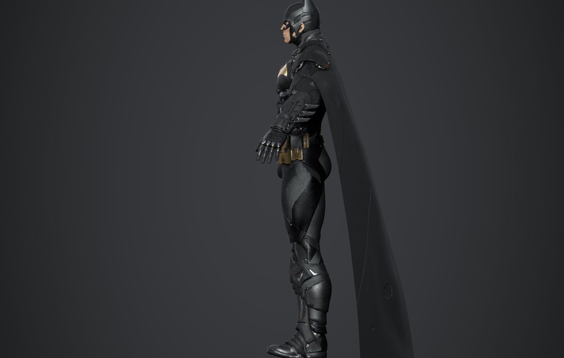 Batman Arkham Knight Gold Suit Low-poly 3D model_1
