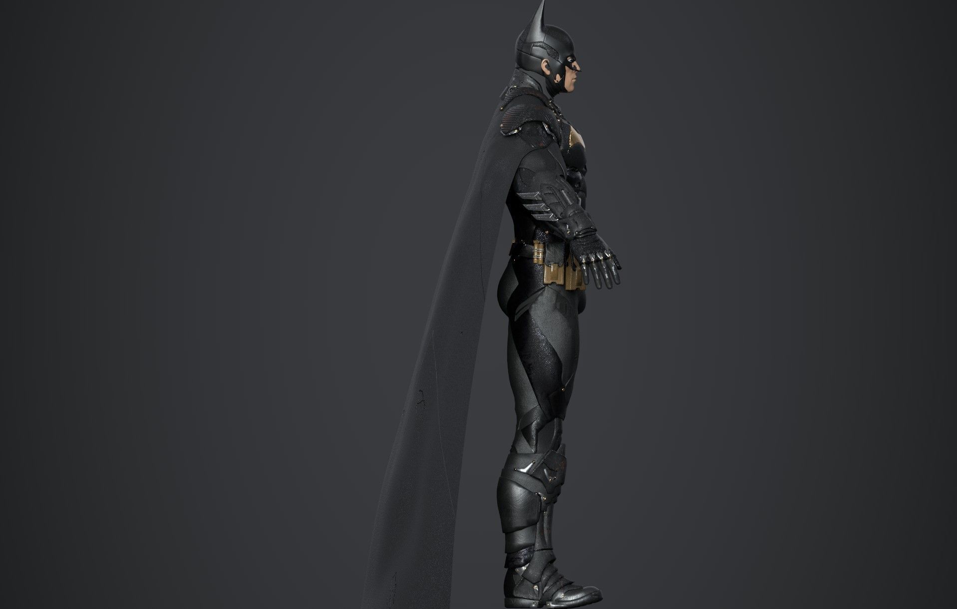 Batman Arkham Knight Gold Suit Low-poly 3D model_3