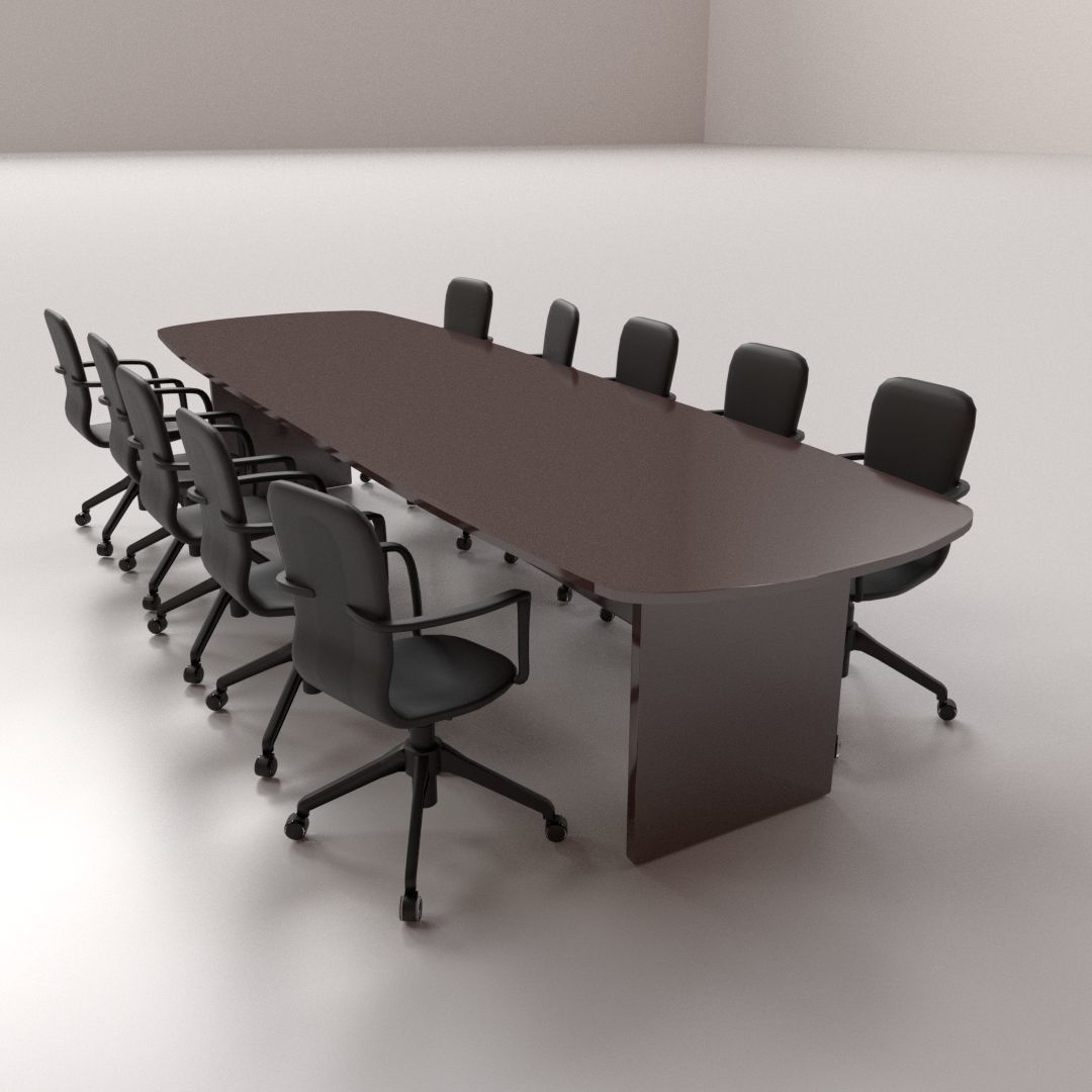 Conference Table Set 3D model_2