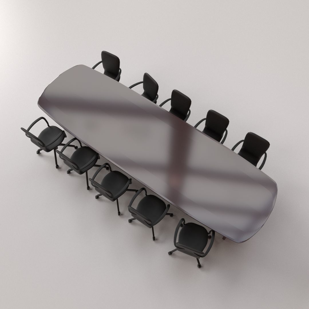 Conference Table Set 3D model_1