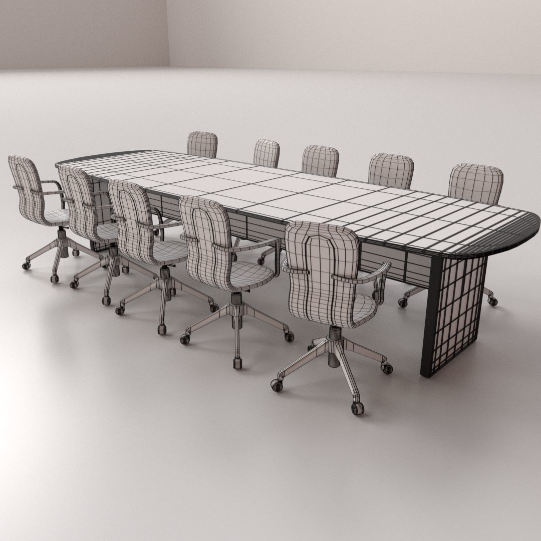 Conference Table Set 3D model_4
