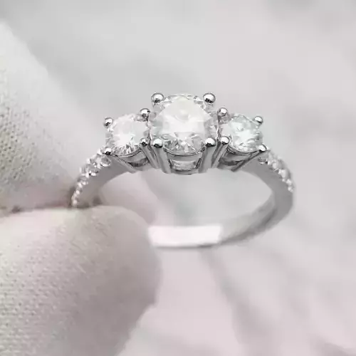 3DM Format Three stone ring set for her