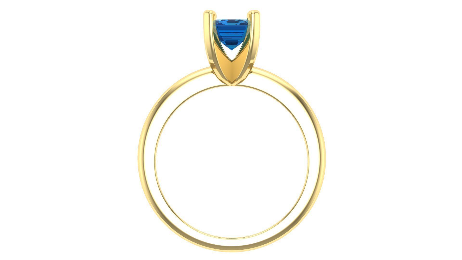 3DM Format Solitaire rectangle cut ring 3D print model_4
